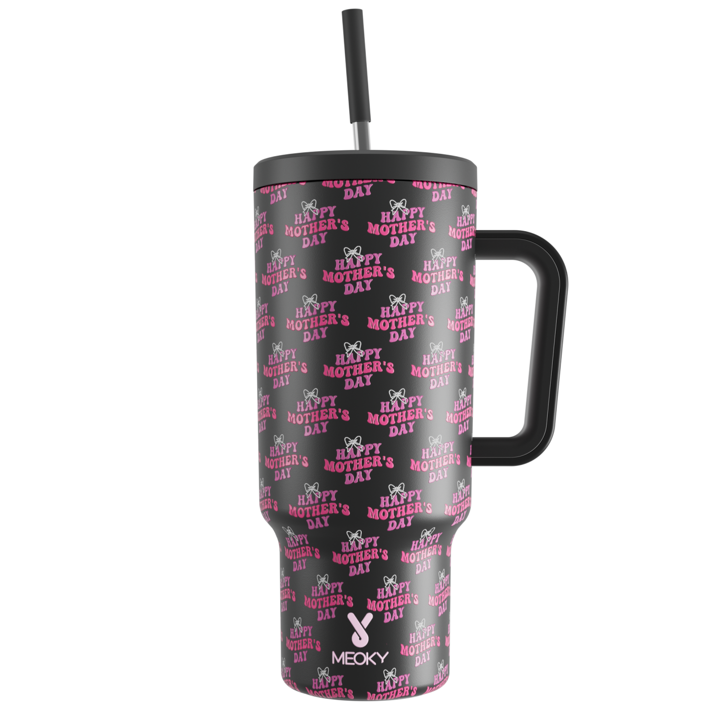 Mother's Day Edition - Customized 40oz Tumbler With Straw - Bow Bliss