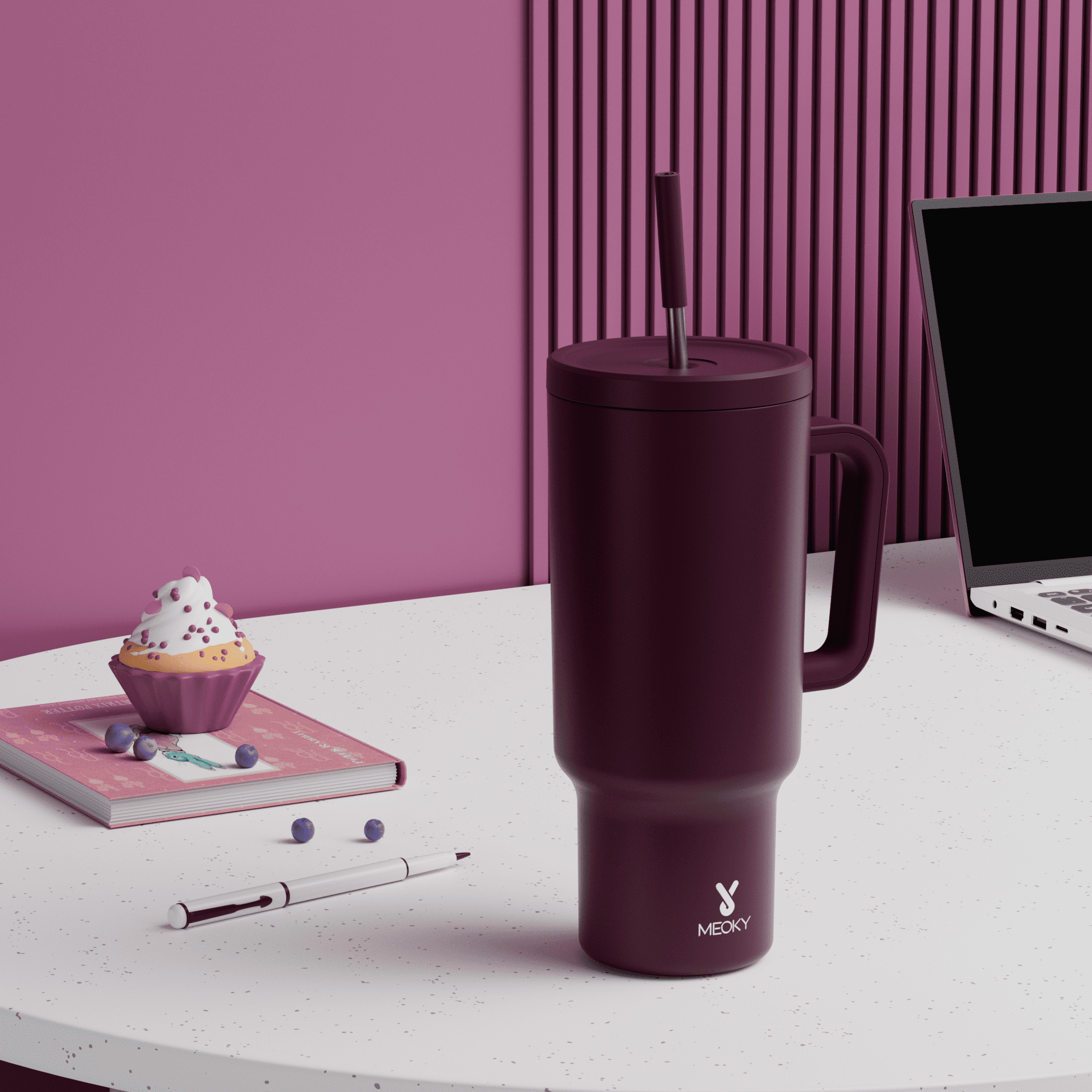 40oz Tumbler With Straw Monochrome Collection-Burgundy