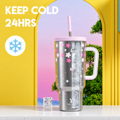 MEOKY 40oz Stainless Steel Insulated Tumbler with Handle and Straw