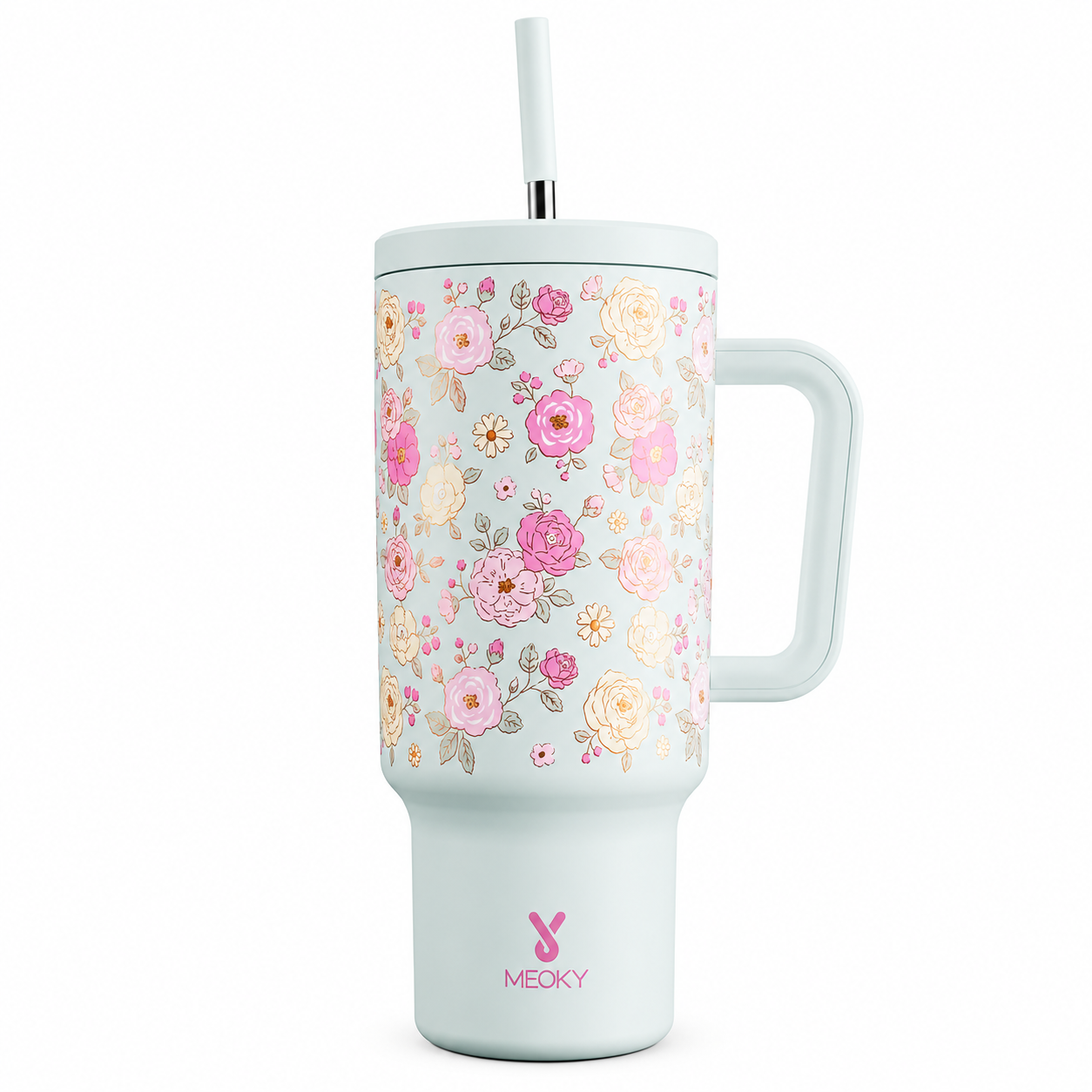 MEOKY 40oz Sunlight-Activated Color-Changing Floral Tumbler