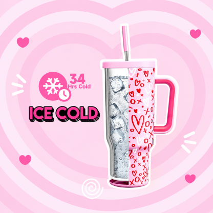MEOKY 40oz Pink Valentine's Day Tumbler