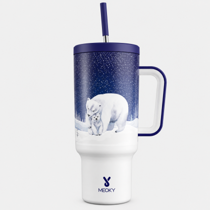 MEOKY 40oz Stainless Steel Insulated Tumbler with Handle and Straw