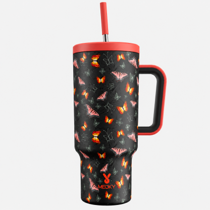 MEOKY 40oz Stainless Steel Insulated Tumbler with Handle and Straw