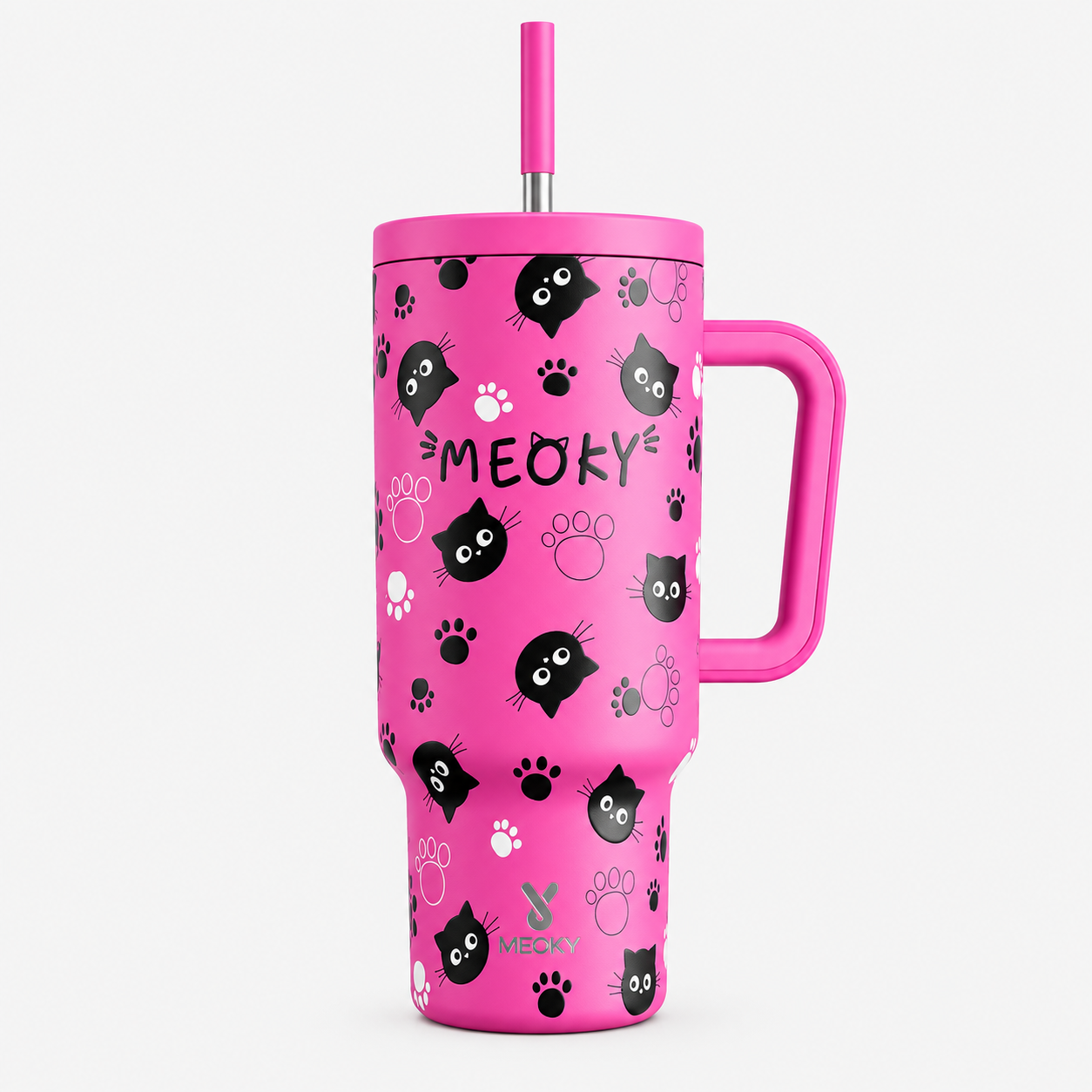 MEOKY 40oz Stainless Steel Insulated Tumbler with Handle and Straw