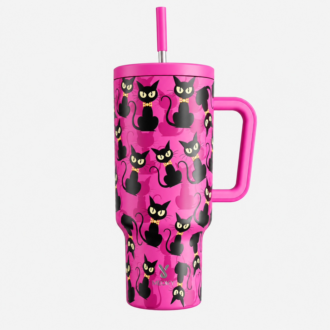 MEOKY 40oz Stainless Steel Insulated Tumbler with Handle and Straw