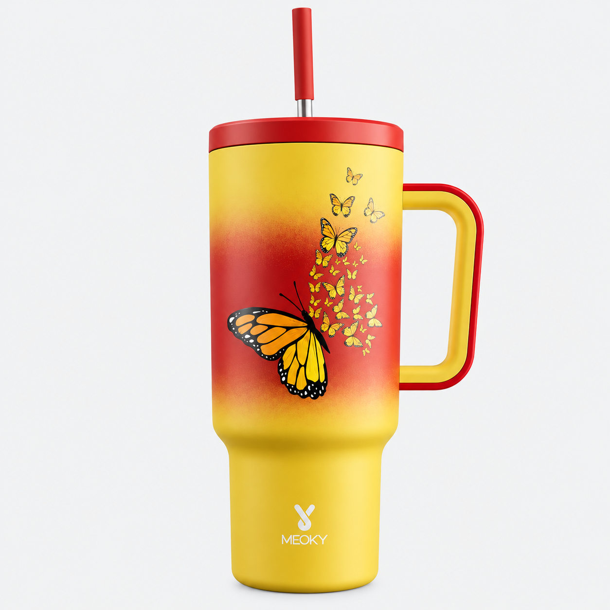 MEOKY 40oz Stainless Steel Insulated Tumbler with Handle and Straw