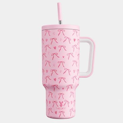 MEOKY 40oz Stainless Steel Insulated Tumbler with Handle and Straw