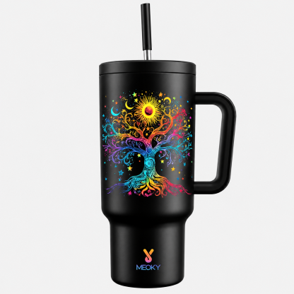 MEOKY 40oz Stainless Steel Insulated Tumbler with Handle and Straw