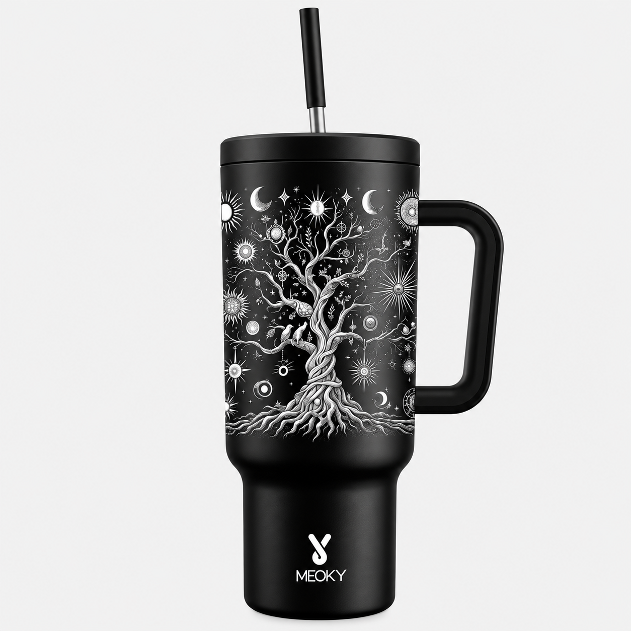 MEOKY 40oz Stainless Steel Insulated Tumbler with Handle and Straw