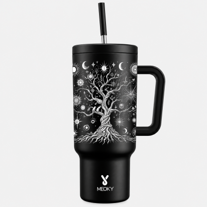 MEOKY 40oz Stainless Steel Insulated Tumbler with Handle and Straw