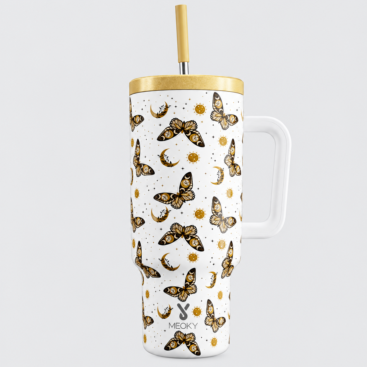 MEOKY 40oz Stainless Steel Insulated Tumbler with Handle and Straw