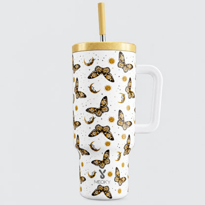 MEOKY 40oz Stainless Steel Insulated Tumbler with Handle and Straw