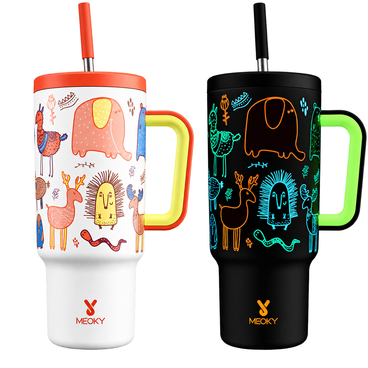 MEOKY 40oz White Glow-in-the-Dark Zoo Tumbler