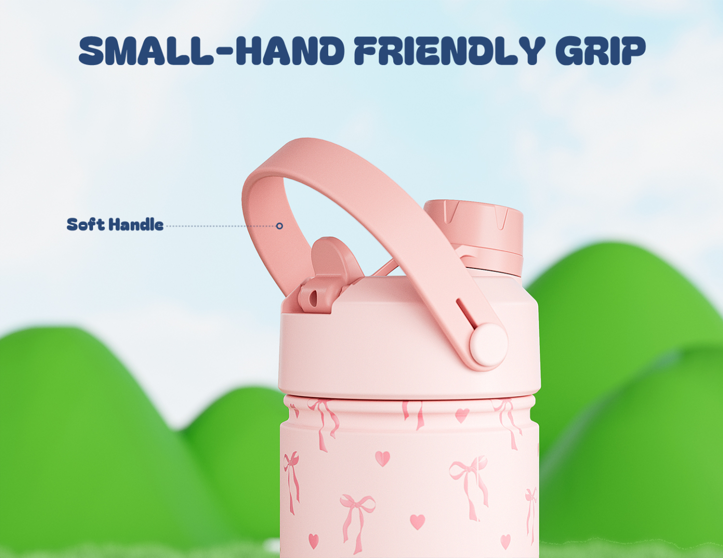18 oz Insulated Water Bottle with 2-in-1 Straw and Spout Lid Sweetheart Bow