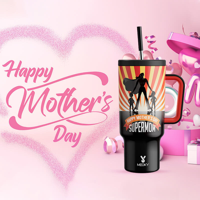 40oz Tumbler With Straw Mother's Day Collection-Black Mother's Day