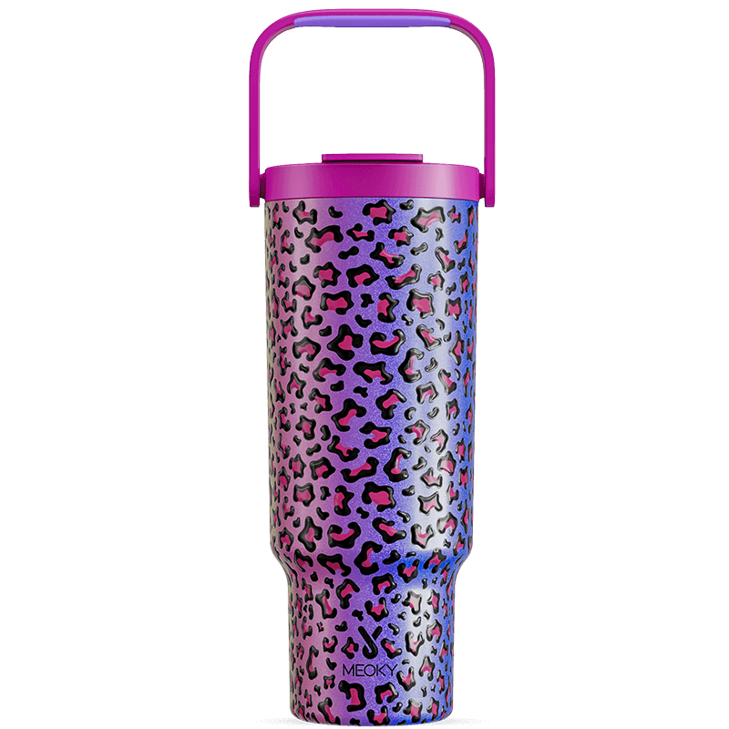 Meoky 40oz Tumbler With Carrying Handle Animal Print Collection