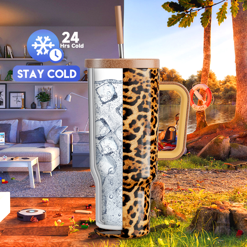 40oz Tumbler With Straw Animal Print Collection-Sand Serpent