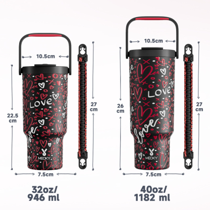 Meoky 40oz Tumbler With Carrying Handle Valentine Collection