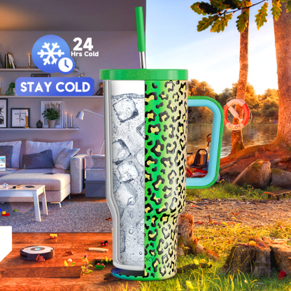 40oz Tumbler With Straw Animal Print Collection-Jungle Leopard