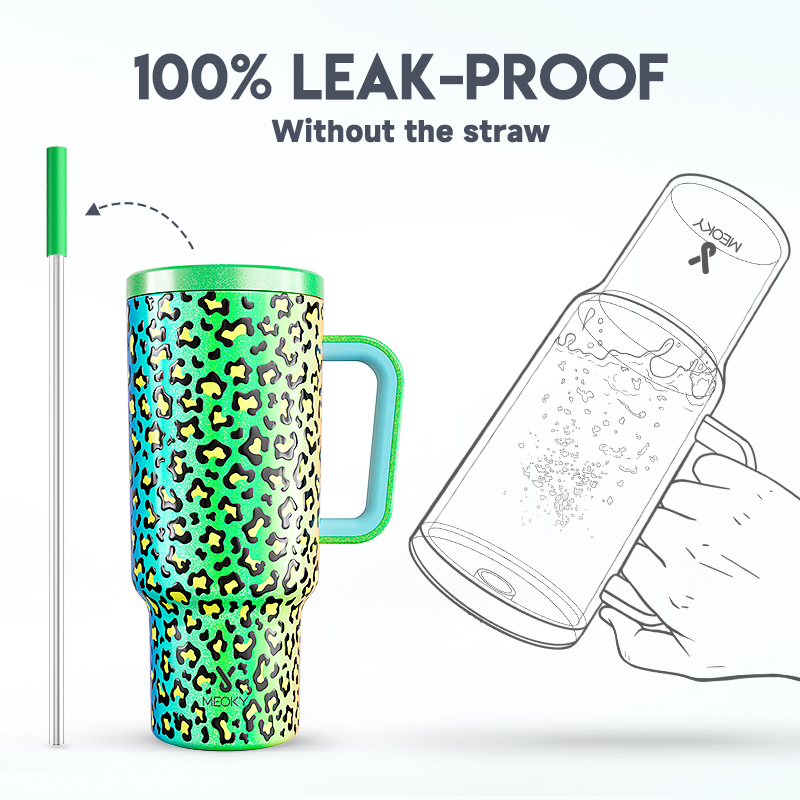 40oz Tumbler With Straw Animal Print Collection-Jungle Leopard