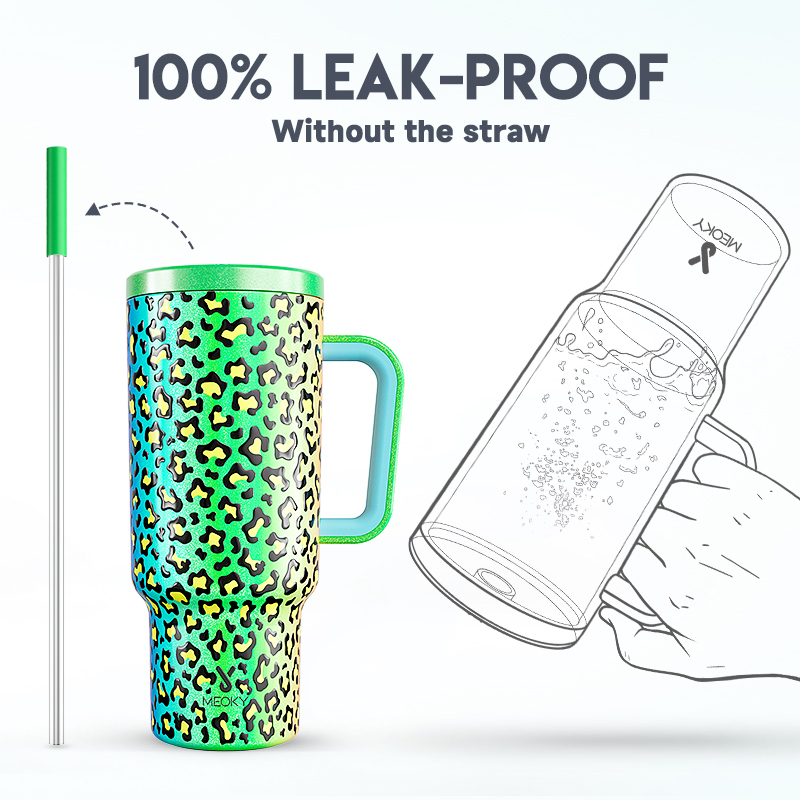 40oz Tumbler With Straw Animal Print Collection-Jungle Leopard