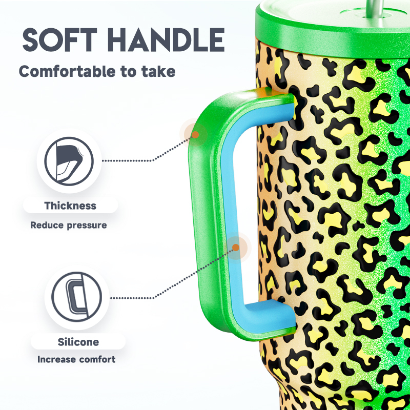 40oz Tumbler With Straw Animal Print Collection-Jungle Leopard