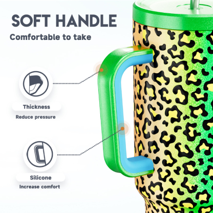 40oz Tumbler With Straw Animal Print Collection-Jungle Leopard