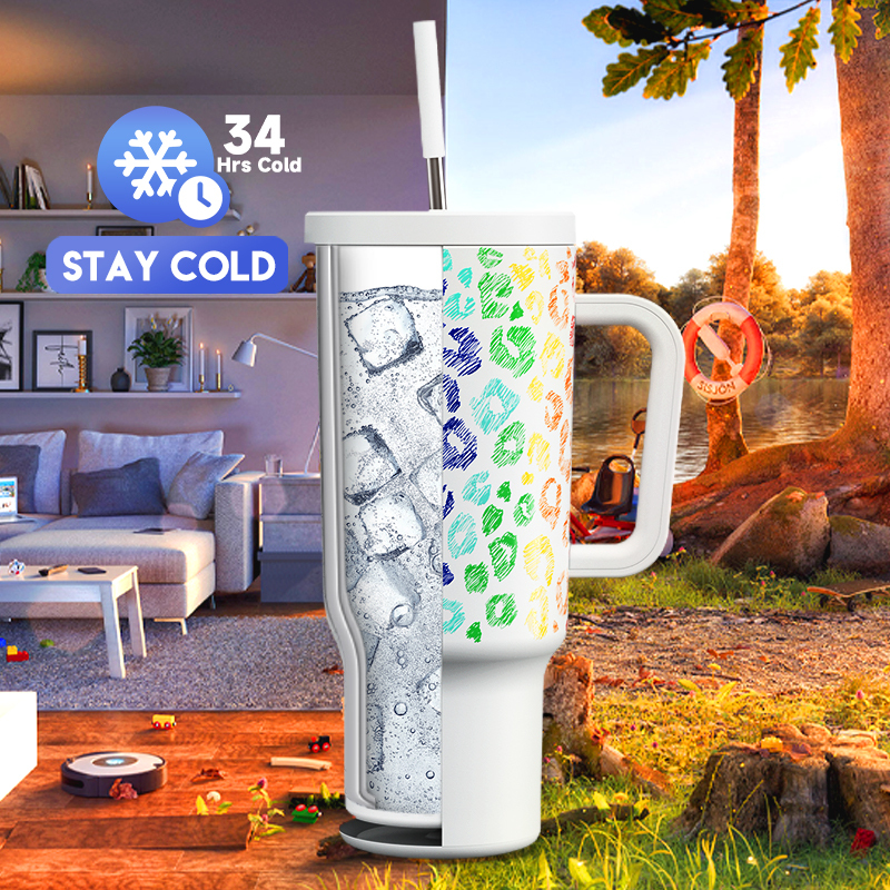 40oz Tumbler With Straw Animal Print Collection-Color kiss