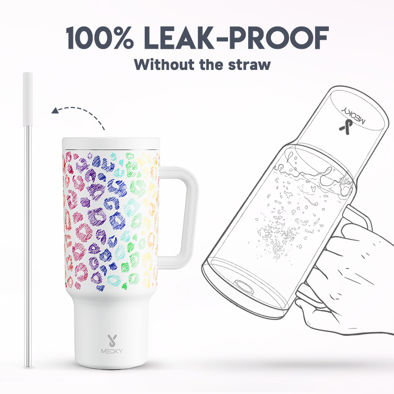 40oz Tumbler With Straw Animal Print Collection-Color kiss