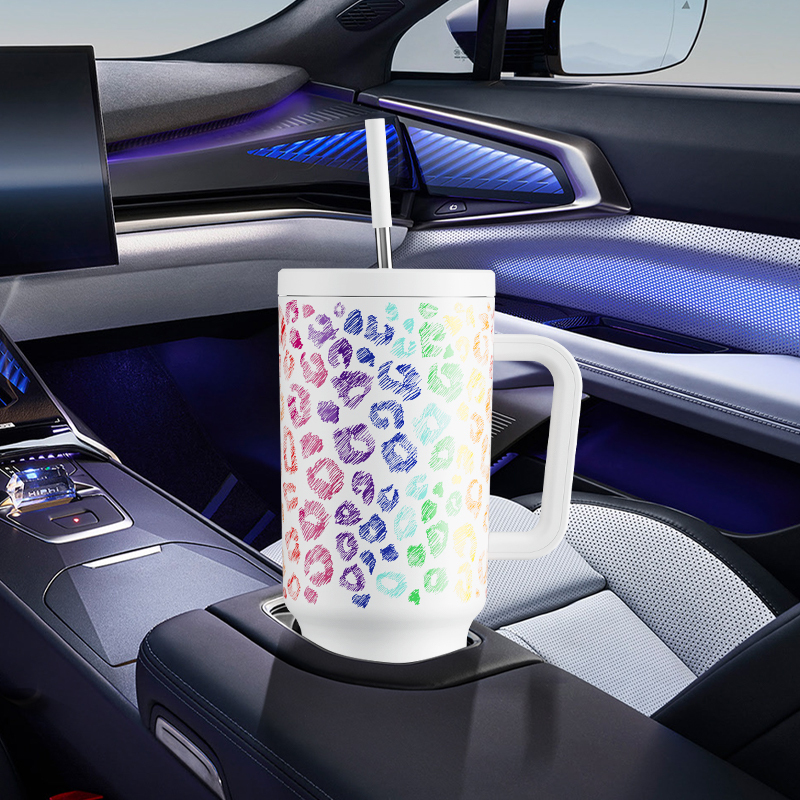 40oz Tumbler With Straw Animal Print Collection-Color kiss