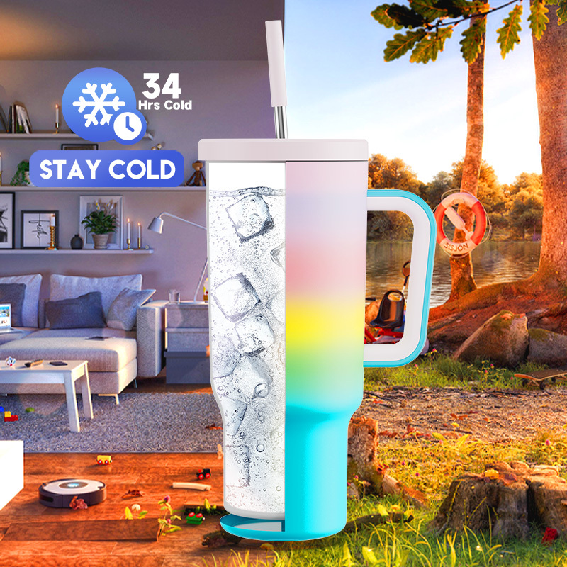 40oz Tumbler With Straw Gradient Collection-Cotton Candy