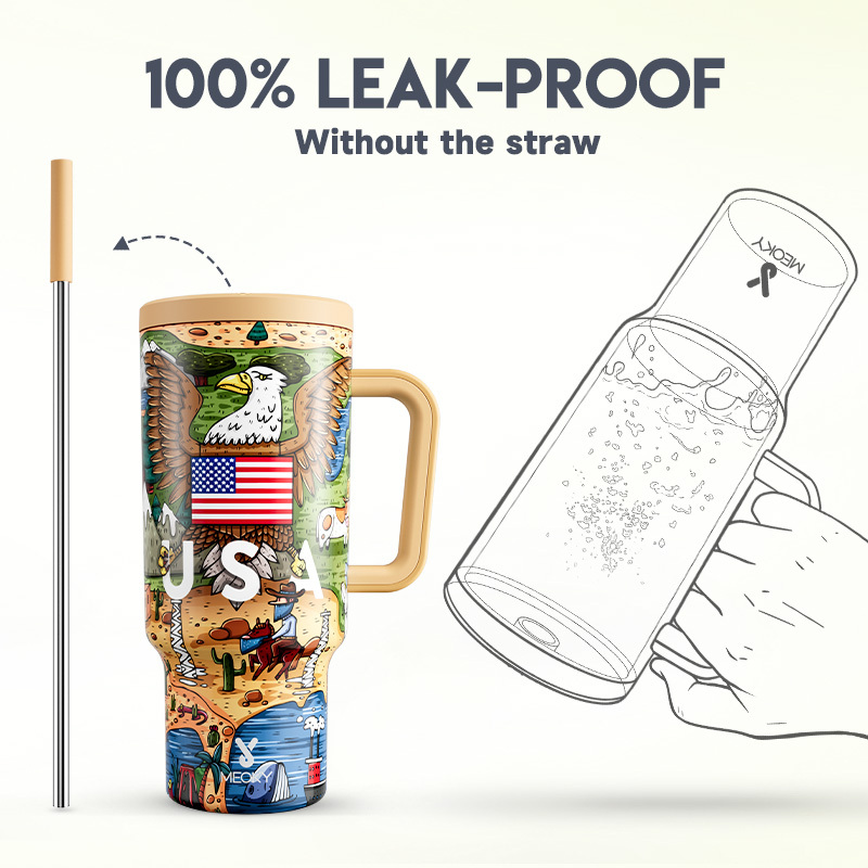 40oz Tumbler With Straw Memorial Day Collection-Eagle