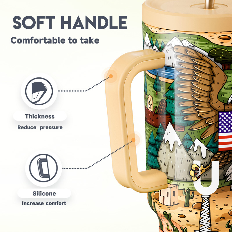 40oz Tumbler With Straw Memorial Day Collection-Eagle