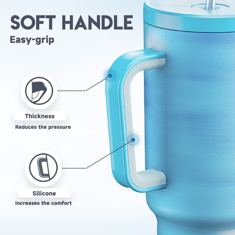 40oz Tumbler With Straw Gradient Collection-Ethereal Cloud blue