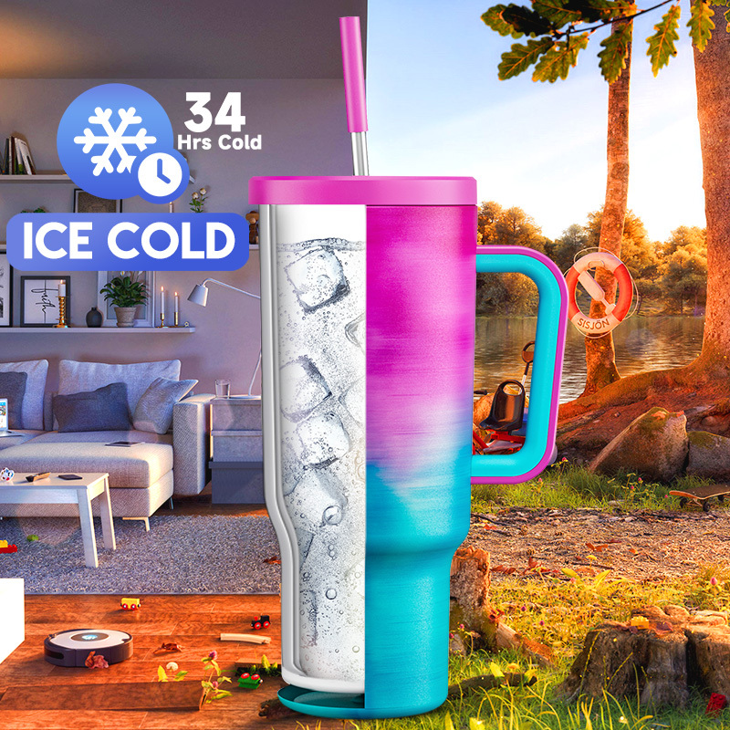 40oz Tumbler With Straw Gradient Collection-Ethereal Cloud pink