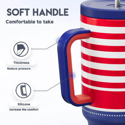 Meoky 40oz Tumbler with Handle and Straw Lid - Memorial day