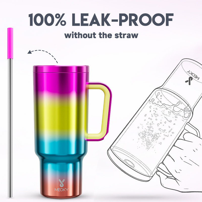 40oz Tumbler With Straw Mirrors Collection-Rainbow