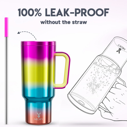 40oz Tumbler With Straw Mirrors Collection-Rainbow