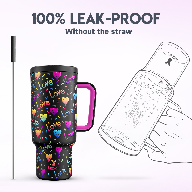40oz Tumbler With Straw Rainbow Heart Collection-Color Heart