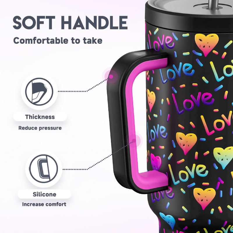 40oz Tumbler With Straw Rainbow Heart Collection-Color Heart