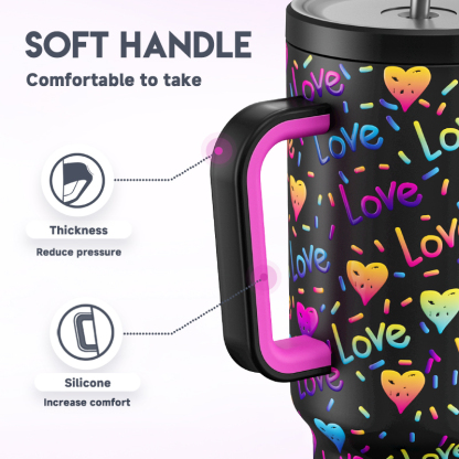 40oz Tumbler With Straw Rainbow Heart Collection-Color Heart
