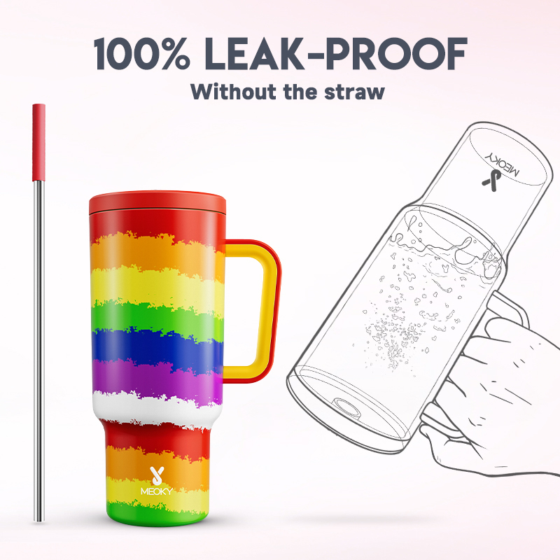 40oz Tumbler With Straw Rainbow Heart Collection-Rainbow