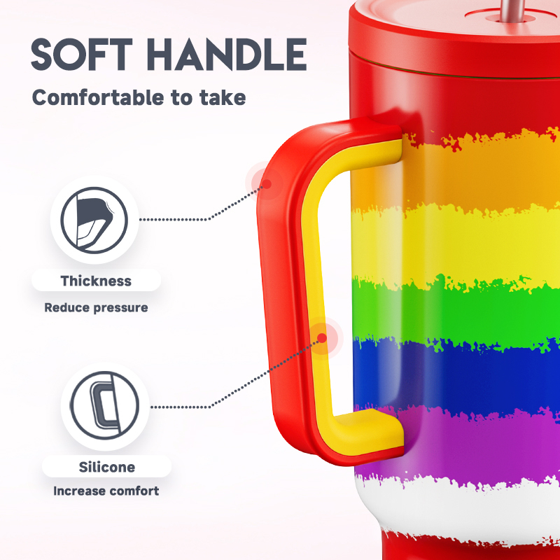 40oz Tumbler With Straw Rainbow Heart Collection-Rainbow
