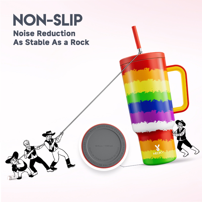 40oz Tumbler With Straw Rainbow Heart Collection-Rainbow