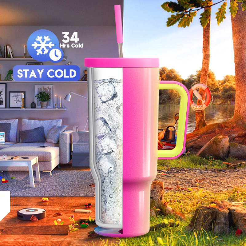 40oz Tumbler With Straw Gradient Collection-Rainbow