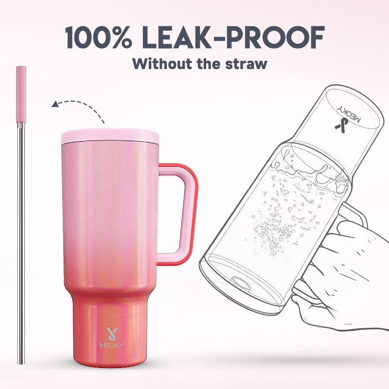 40oz Tumbler With Straw Gradient Collection-red pink