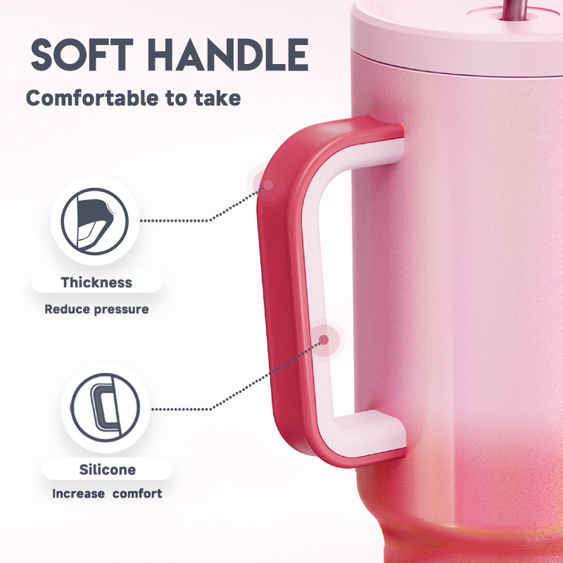 40oz Tumbler With Straw Gradient Collection-red pink