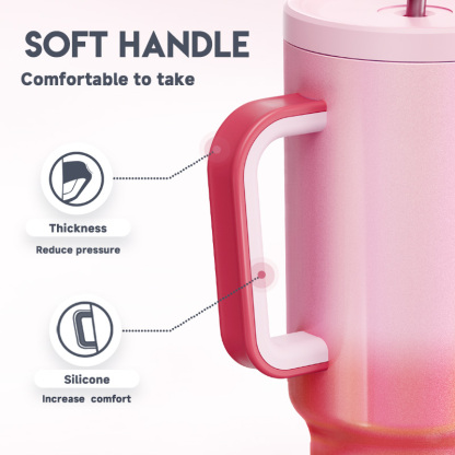 40oz Tumbler With Straw Gradient Collection-red pink