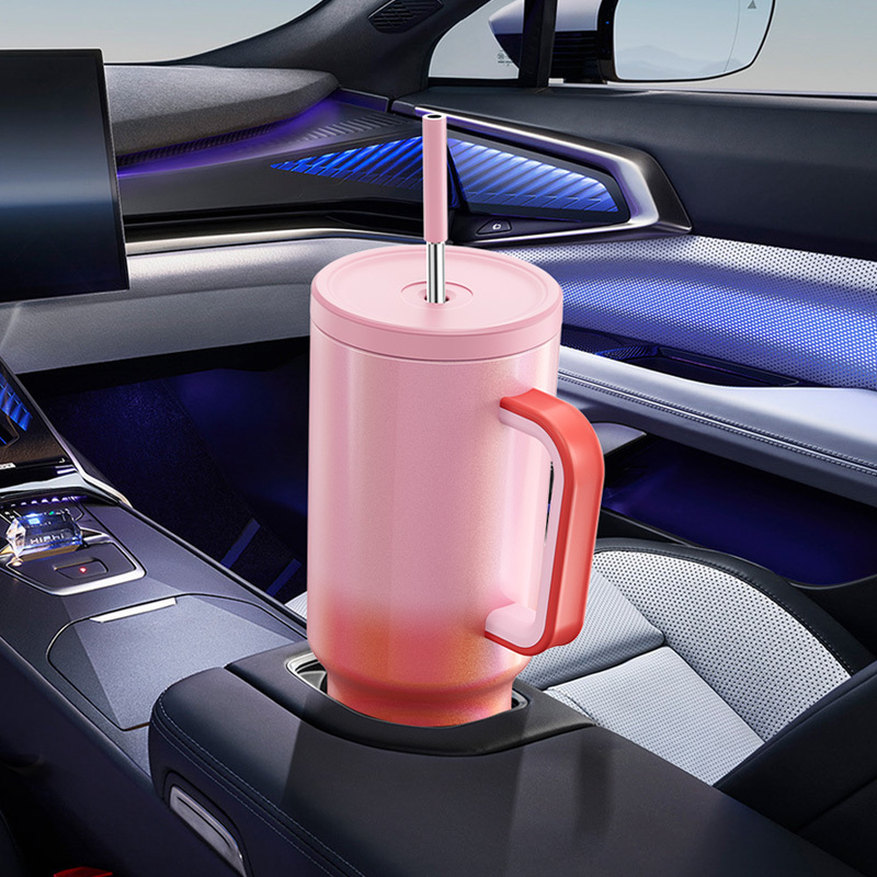 40oz Tumbler With Straw Gradient Collection-red pink