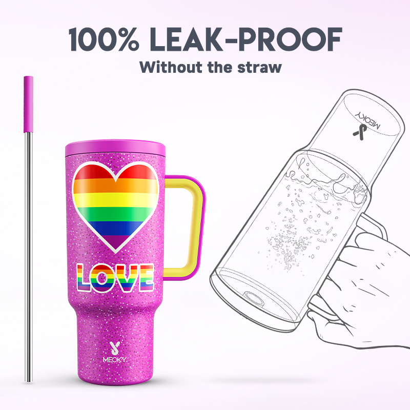 40oz Tumbler With Straw Rainbow Heart Collection-Rainbow Heart